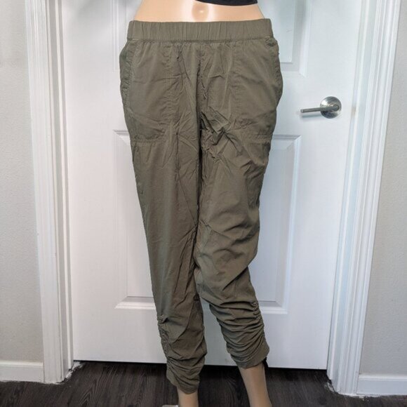 PrAna Pants Women's Small Green Arch Pants Stretch Cinch-Ties Elastic Waist Hike - Picture 1 of 16